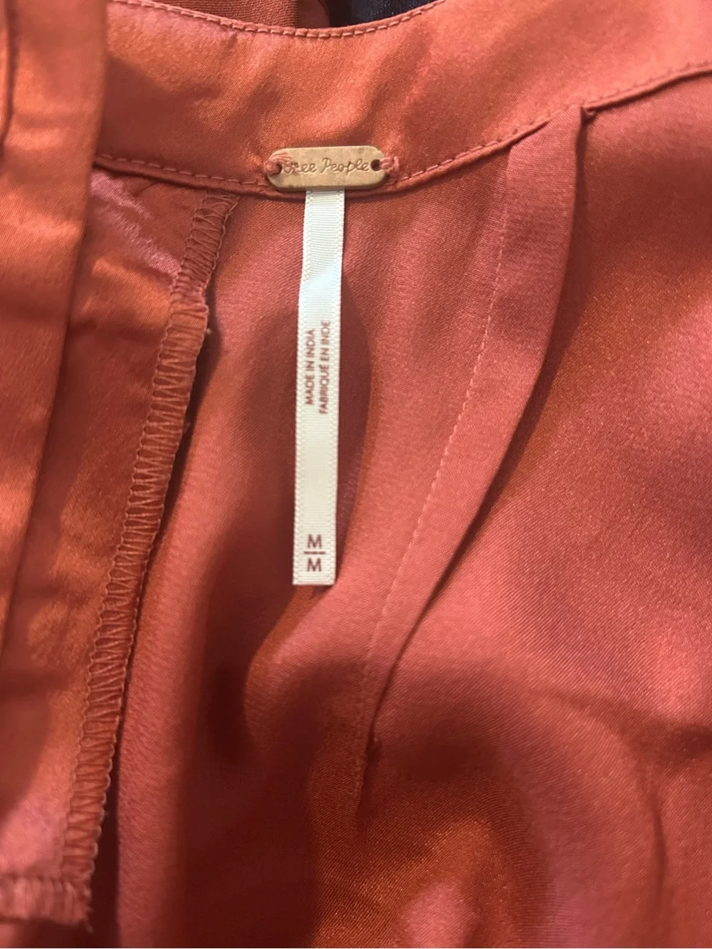Free People Rust Red Satin Slip Dress with Thin Straps M